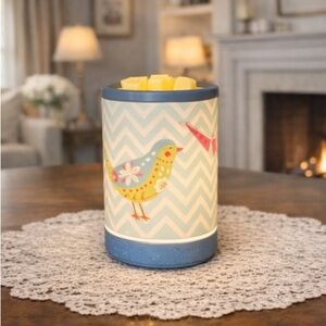 NIB Chevron & Songbirds Scentsy Warmer On Cement Base